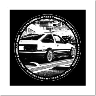 TOYOTA COROLLA AE86 TRUENO Black 'N White 4 (Black Version) Posters and Art